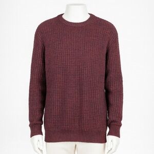 Vtg Claiborne Mens L Maroon Knit Crewneck Sweater Pullover Baggy Preppy Ivy Y2K